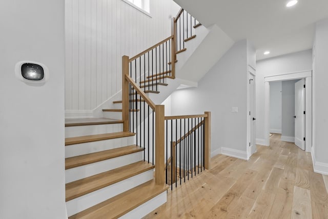 1100 Washington St, Glenview, IL 60025 - staircase with hardwood / wood-style floors and recessed lighting