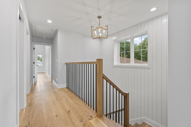 1100 Washington St, Glenview, IL 60025 - hall featuring attic access, plenty of natural light, an upstairs landing, and recessed lighting