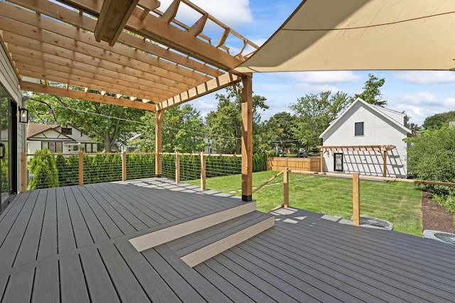 1100 Washington St, Glenview, IL 60025 - wooden terrace with a pergola and a fenced backyard