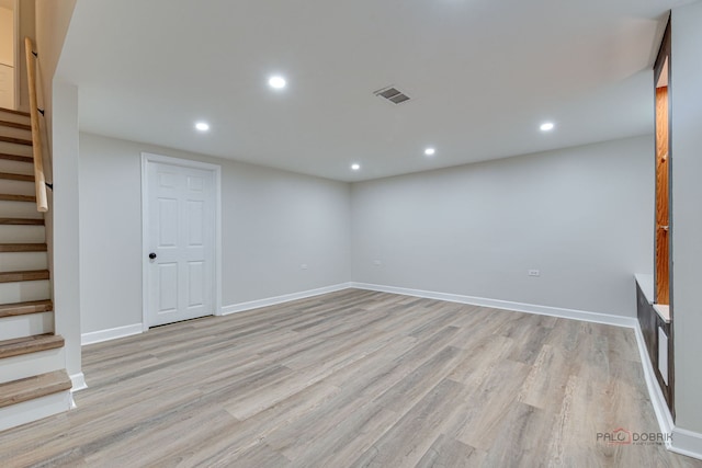 4603 Main St Unit B, Skokie, IL 60076 - finished below grade area featuring stairs, light wood-type flooring, and recessed lighting