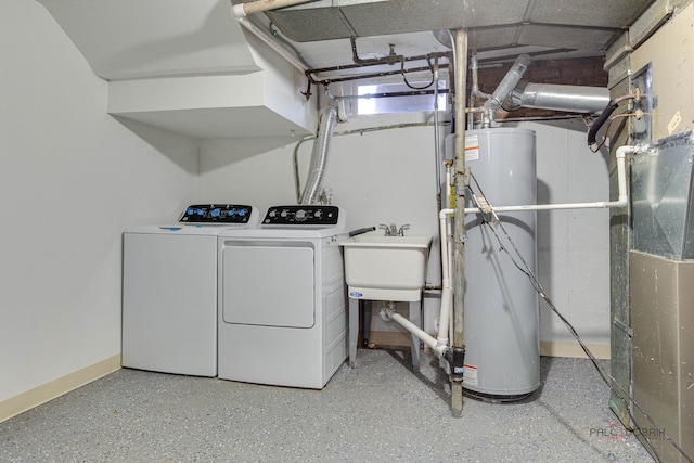 4603 Main St Unit B, Skokie, IL 60076 - laundry room with gas water heater, washing machine and clothes dryer, and heating unit