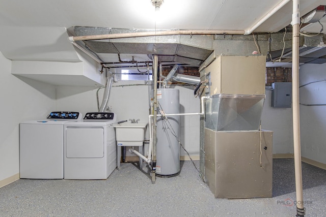 4603 Main St Unit B, Skokie, IL 60076 - washroom with gas water heater, washing machine and clothes dryer, electric panel, and heating unit