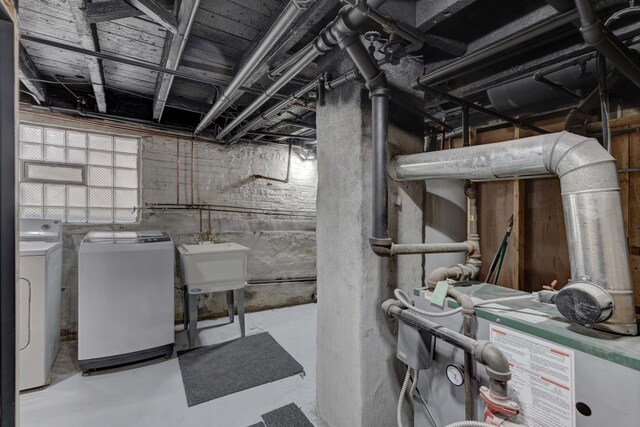 1825 S 8th Ave, Maywood, IL 60153 - below grade area featuring a sink and washer and dryer