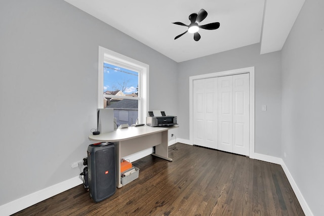 2613 Kenilworth Ave, Berwyn, IL 60402 - office area featuring wood finished floors and ceiling fan
