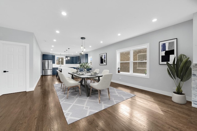 2613 Kenilworth Ave, Berwyn, IL 60402 - dining area featuring dark wood-style flooring, recessed lighting, and healthy amount of natural light