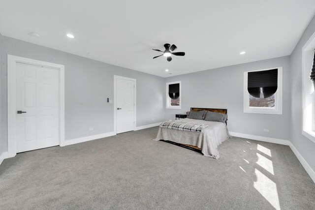 2613 Kenilworth Ave, Berwyn, IL 60402 - bedroom with carpet flooring, a ceiling fan, and recessed lighting
