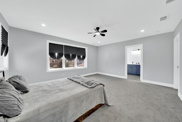 2613 Kenilworth Ave, Berwyn, IL 60402 - carpeted bedroom featuring recessed lighting, a ceiling fan, and ensuite bath
