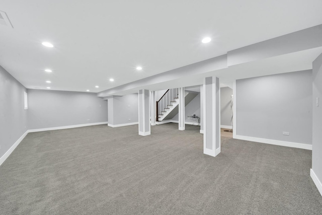 2613 Kenilworth Ave, Berwyn, IL 60402 - finished basement featuring carpet, recessed lighting, and stairway