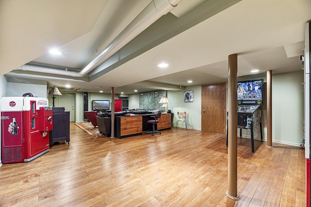 1755 Sunset Ln, Bannockburn, IL 60015 - misc room featuring light wood-style flooring, a desk, and recessed lighting