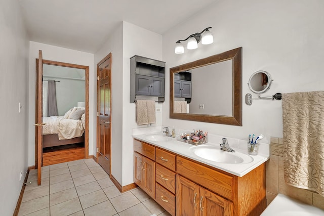 2570 Cobblestone Ct, Morris, IL 60450 - full bathroom with connected bathroom, double vanity, and tile patterned floors