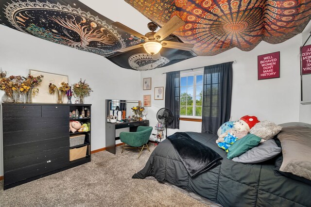 2570 Cobblestone Ct, Morris, IL 60450 - bedroom with carpet and a ceiling fan