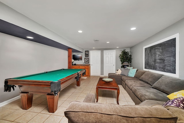 2570 Cobblestone Ct, Morris, IL 60450 - playroom with recessed lighting, billiards, and light tile patterned floors