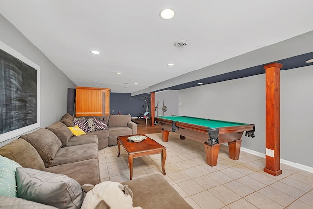 2570 Cobblestone Ct, Morris, IL 60450 - playroom with recessed lighting, light tile patterned floors, and billiards