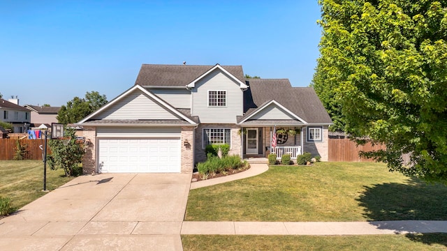 2570 Cobblestone Ct, Morris, IL 60450 - traditional home featuring a porch, brick siding, an attached garage, driveway, and a shingled roof