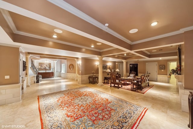 1031 Barrys Ct, Lake Forest, IL 60045 - lobby featuring ornamental molding, wainscoting, a decorative wall, and recessed lighting