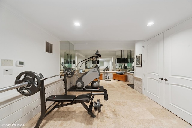 1031 Barrys Ct, Lake Forest, IL 60045 - exercise area with crown molding and recessed lighting
