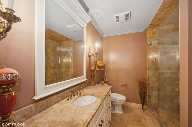 1031 Barrys Ct, Lake Forest, IL 60045 - full bathroom featuring vanity, crown molding, and a tile shower