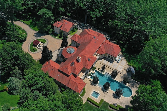 1031 Barrys Ct, Lake Forest, IL 60045 - view from above of property with a pool area