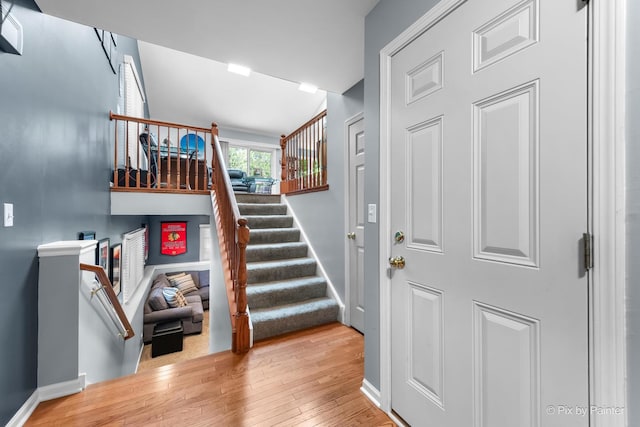 1372 Prairie View Pkwy Unit 1372, Cary, IL 60013 - stairs with hardwood / wood-style floors and baseboards