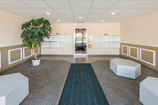 5975 N Odell Ave Unit 4F, Chicago, IL 60631 - common area featuring recessed lighting, a drop ceiling, a decorative wall, and a wainscoted wall