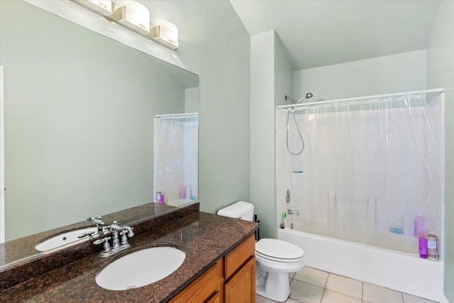 25612 W Woodlawn Ave, Antioch, IL 60002 - bathroom with vanity, tile patterned floors, and shower / bathtub combination with curtain