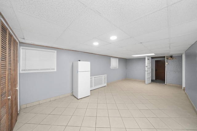 1802 S 50th Ave, Cicero, IL 60804 - finished below grade area with freestanding refrigerator, a drop ceiling, and recessed lighting