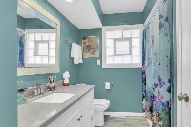 2606 Ridge Rd, Lansing, IL 60438 - full bathroom featuring vanity, healthy amount of natural light, a shower with shower curtain, and wood finished floors
