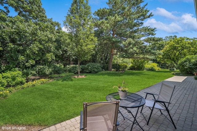 823 Balmoral Ln, Northbrook, IL 60062 - view of grassy yard featuring a patio area and view of wooded area