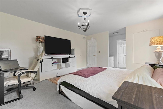10067 W Logan Ct, Zion, IL 60099 - bedroom featuring carpet flooring, a chandelier, and a desk