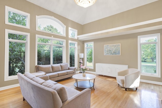 1123 Chadwick Ct, Aurora, IL 60502 - living room with plenty of natural light, light wood-style flooring, and a towering ceiling