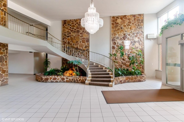 18 E Old Willow Rd Unit 106N, Prospect Heights, IL 60070 - lobby with stairs and a towering ceiling