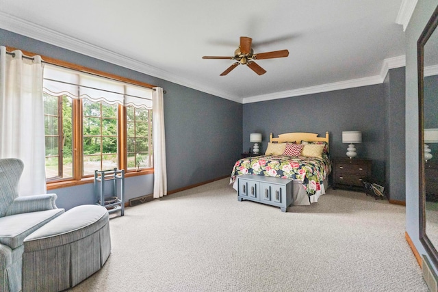 3063 Wedgewood Dr, Dekalb, IL 60115 - bedroom featuring carpet flooring, crown molding, and ceiling fan