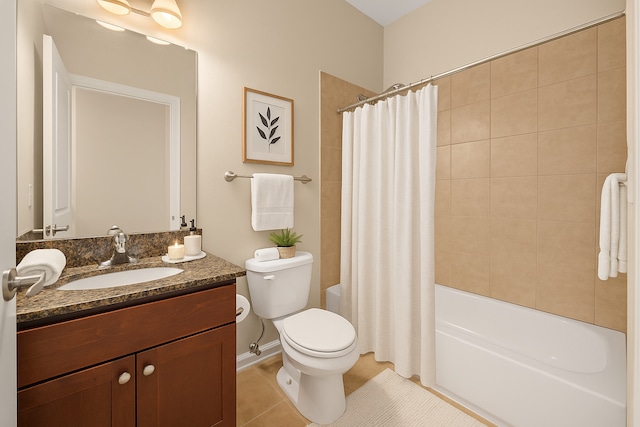 7443 W Irving Park Rd Unit 4E, Chicago, IL 60634 - bathroom with vanity, shower / bath combo, and tile patterned floors