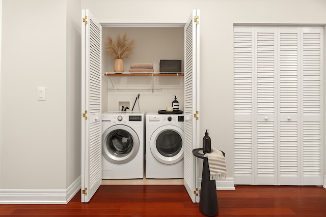 7443 W Irving Park Rd Unit 4E, Chicago, IL 60634 - laundry room with washing machine and clothes dryer and wood finished floors