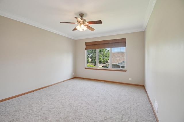 11636 Waterway Ct, Orland Park, IL 60467 - spare room with crown molding, light carpet, and ceiling fan