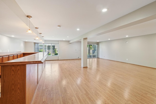 11636 Waterway Ct, Orland Park, IL 60467 - indoor dry bar featuring healthy amount of natural light, light wood-style floors, recessed lighting, and pendant lighting
