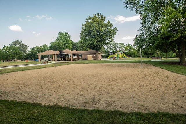 1028 Valley Stream Dr, Wheeling, IL 60090 - view of community featuring a gazebo, a lawn, and volleyball court