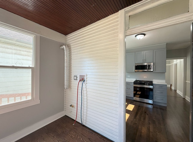 30 E 102nd St, Chicago, IL 60628 - corridor featuring dark wood-style flooring, wood walls, and wood ceiling