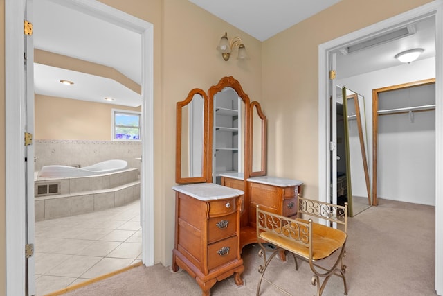739 Crest Ave, Schaumburg, IL 60193 - bathroom with a garden tub and tile patterned flooring