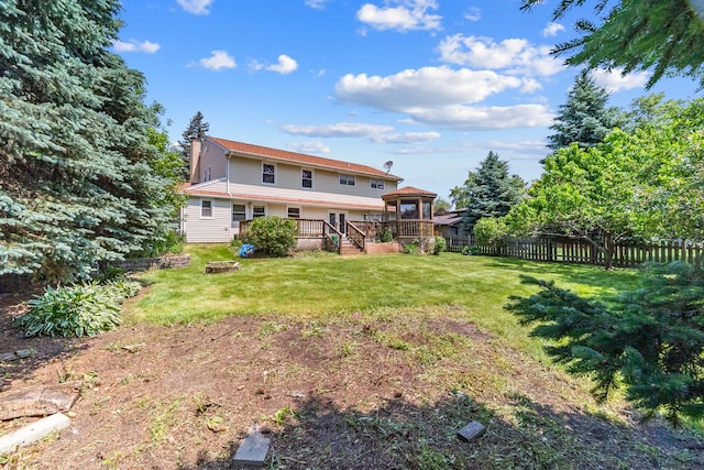 739 Crest Ave, Schaumburg, IL 60193 - back of property with a deck, a gazebo, and a fenced backyard