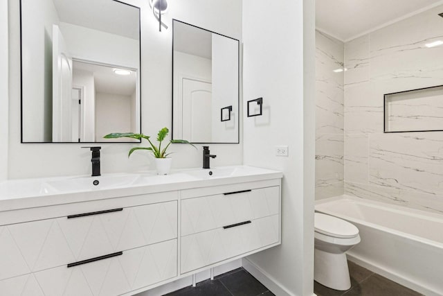 1516 Laguna Ct, Wheeling, IL 60090 - bathroom with double vanity, tile patterned flooring, and bathtub / shower combination
