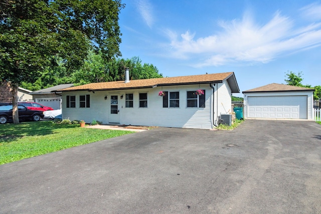 34W928 N James Dr, Saint Charles, IL 60174 - ranch-style home featuring a detached garage, a front lawn, and an outdoor structure