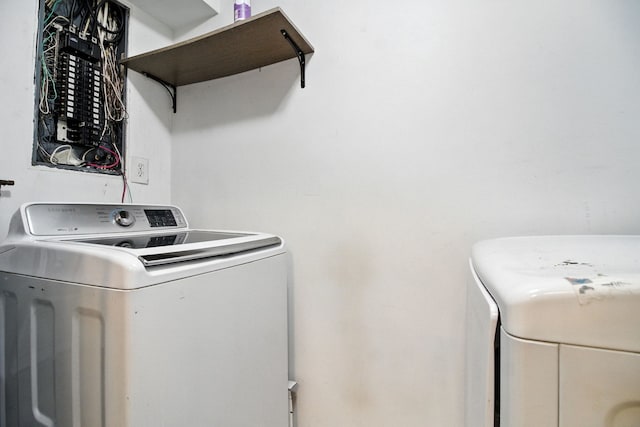34W928 N James Dr, Saint Charles, IL 60174 - washroom with electric panel and independent washer and dryer