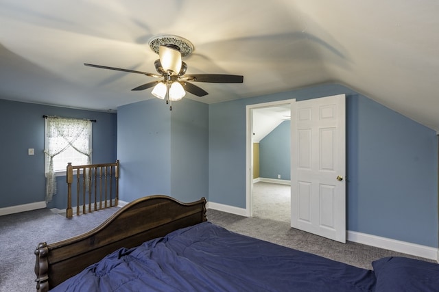10415 W Ames Ave, Beach Park, IL 60087 - bedroom featuring carpet, vaulted ceiling, and ceiling fan
