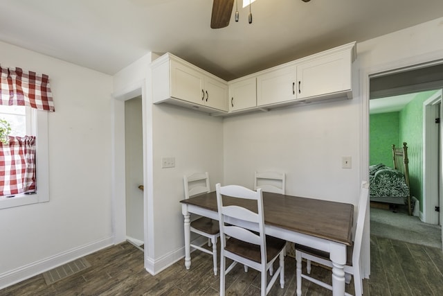 10415 W Ames Ave, Beach Park, IL 60087 - dining space featuring dark wood-type flooring and ceiling fan