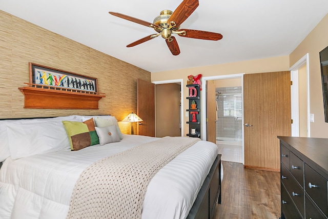 322 Winfield Ct, Schaumburg, IL 60194 - bedroom featuring dark wood-style floors, a ceiling fan, and ensuite bath
