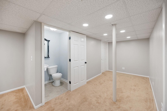 7358 Grandview Ct Unit 7358, Carpentersville, IL 60110 - finished below grade area featuring carpet, recessed lighting, and a drop ceiling
