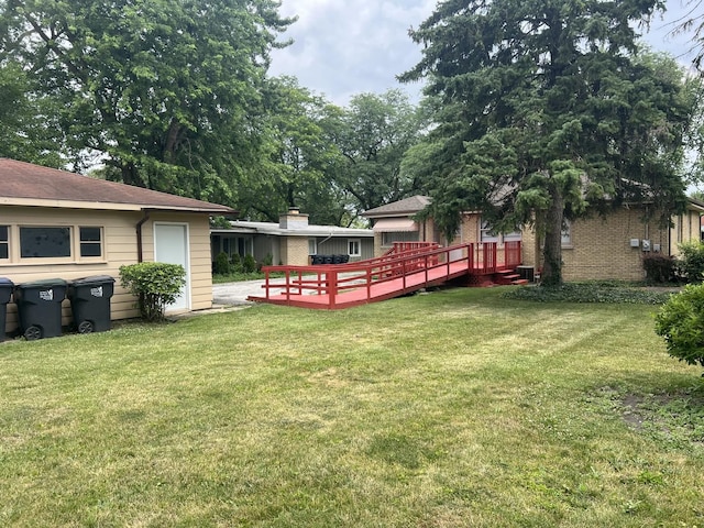 243 E 170th St, South Holland, IL 60473 - view of green lawn with a wooden deck