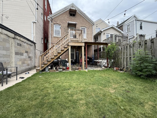 1720 W 17th St, Chicago, IL 60608 - back of house featuring brick siding, stairs, and a wooden deck