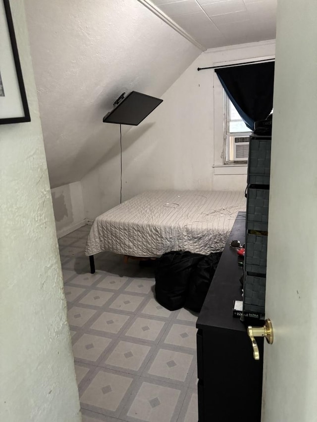 5409 S Richmond St, Chicago, IL 60632 - bedroom featuring vaulted ceiling, cooling unit, and tile patterned floors